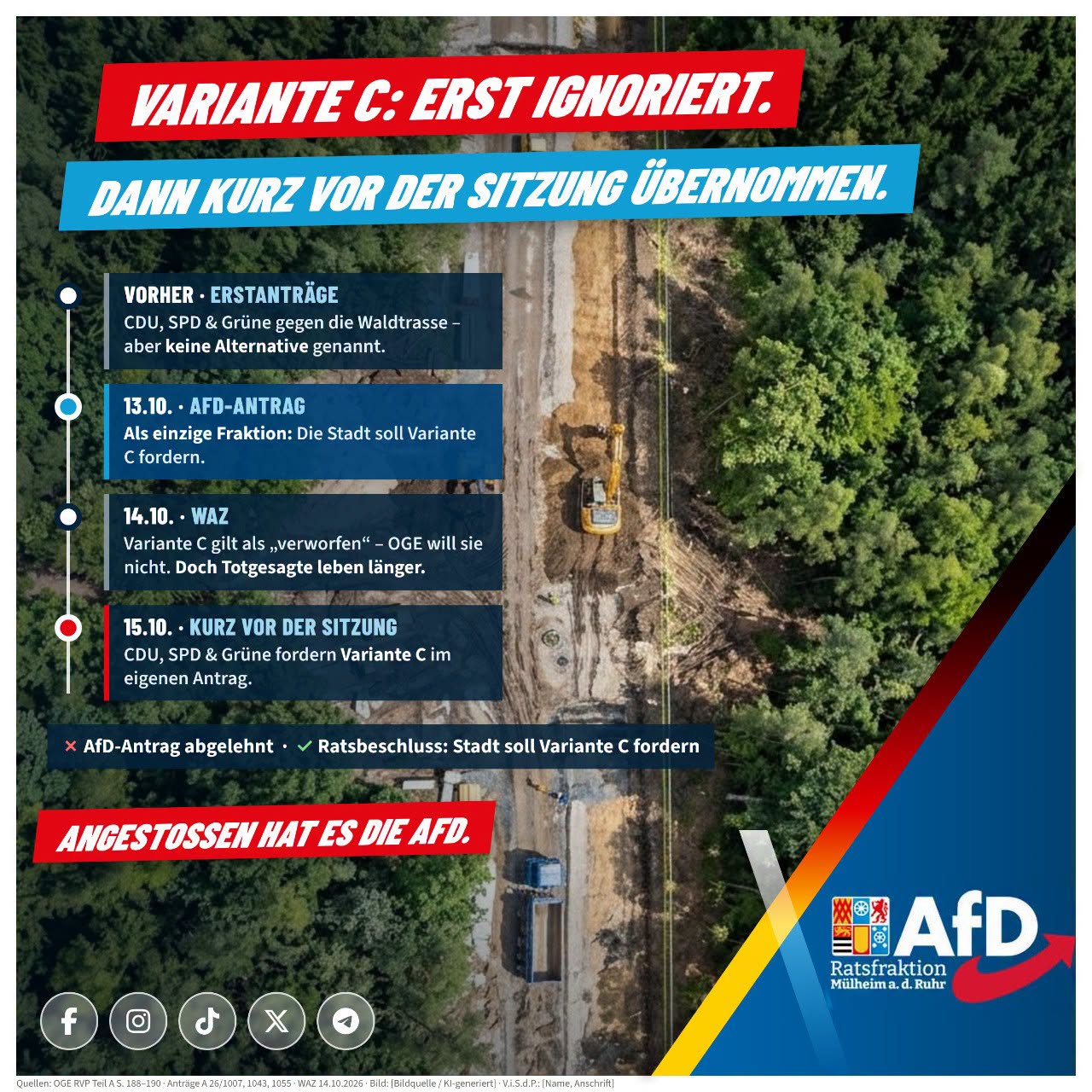 Pressemitteilung der AfD-Fraktion im Rat der Stadt Mülheim an der Ruhr vom 15.10.2026
